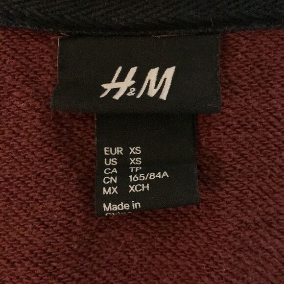 H&M button front hoodie type jacket. Two front pockets distressed at elbows - Picture 8 of 16